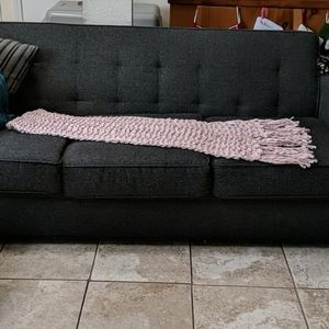 Blush colored chunky knit scarf